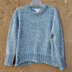 Cynthia Rowley Blue Chenille Long Sleeve Sweater Size M